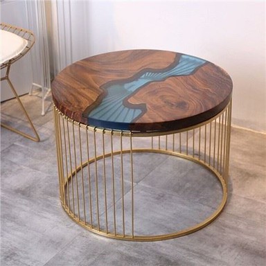 Round Resin River Beach Island Style borðplata